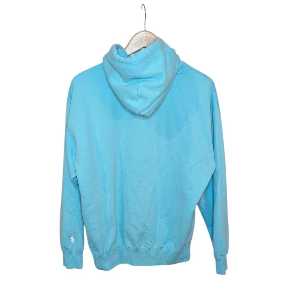 Polo Ralph Lauren Hoodie Womens Petite Small SP Aqua Blue Spellout Logo Pullover - Picture 2 of 14